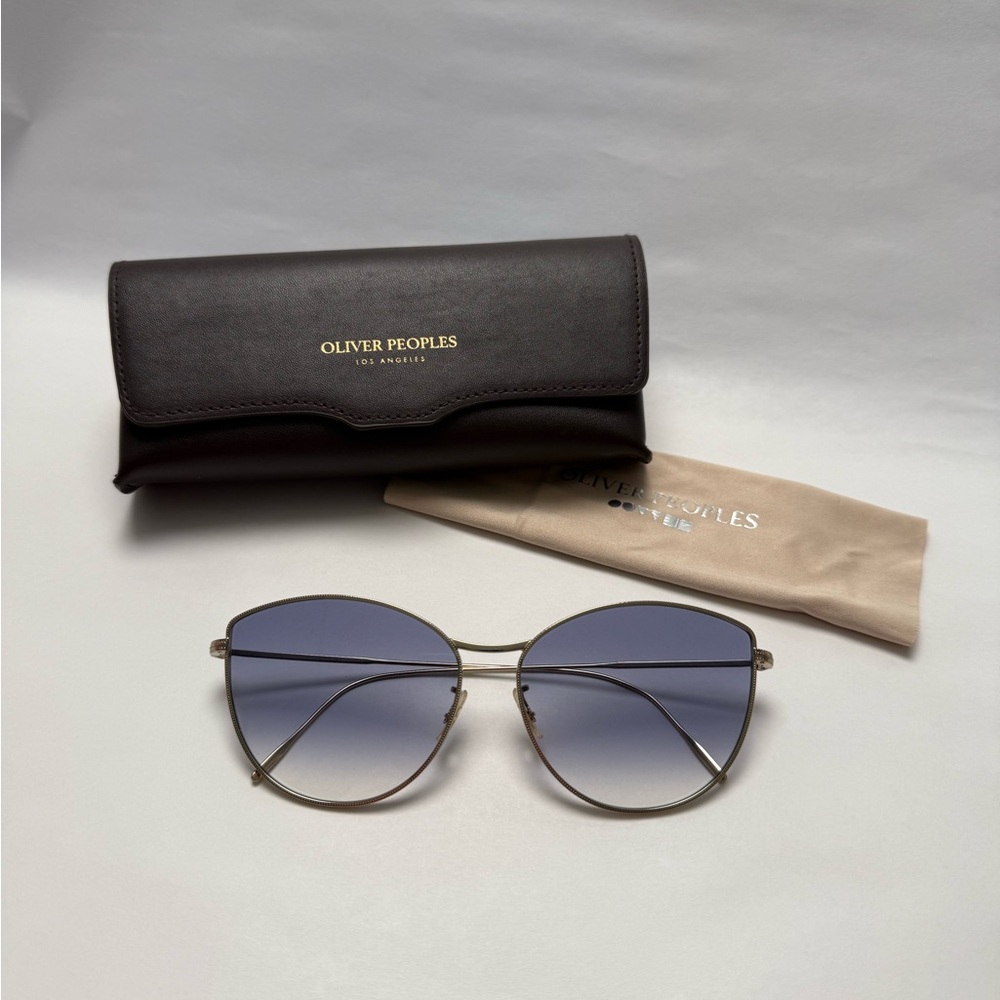 Oliver Peoples “Rayette” 60mm Gold Frame with Blue Lenses Women's Sunglasses